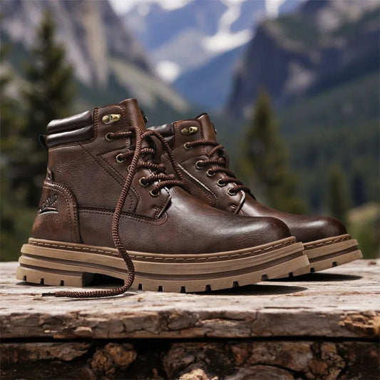 New Autumn Winter Men High Top Shoes Fashion Motorcycle Boots Outdoor Leisure Ankle Boots Comfortable Man Lace-Up Botas Sneakers