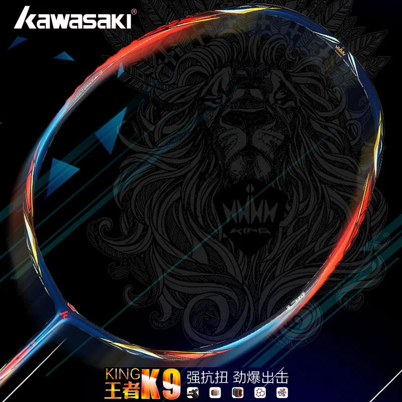 Kawasaki KING K9 4U Badminton Racket Professional T-Join Power All-around Speed&Attack Kawasaki Badminton Racket