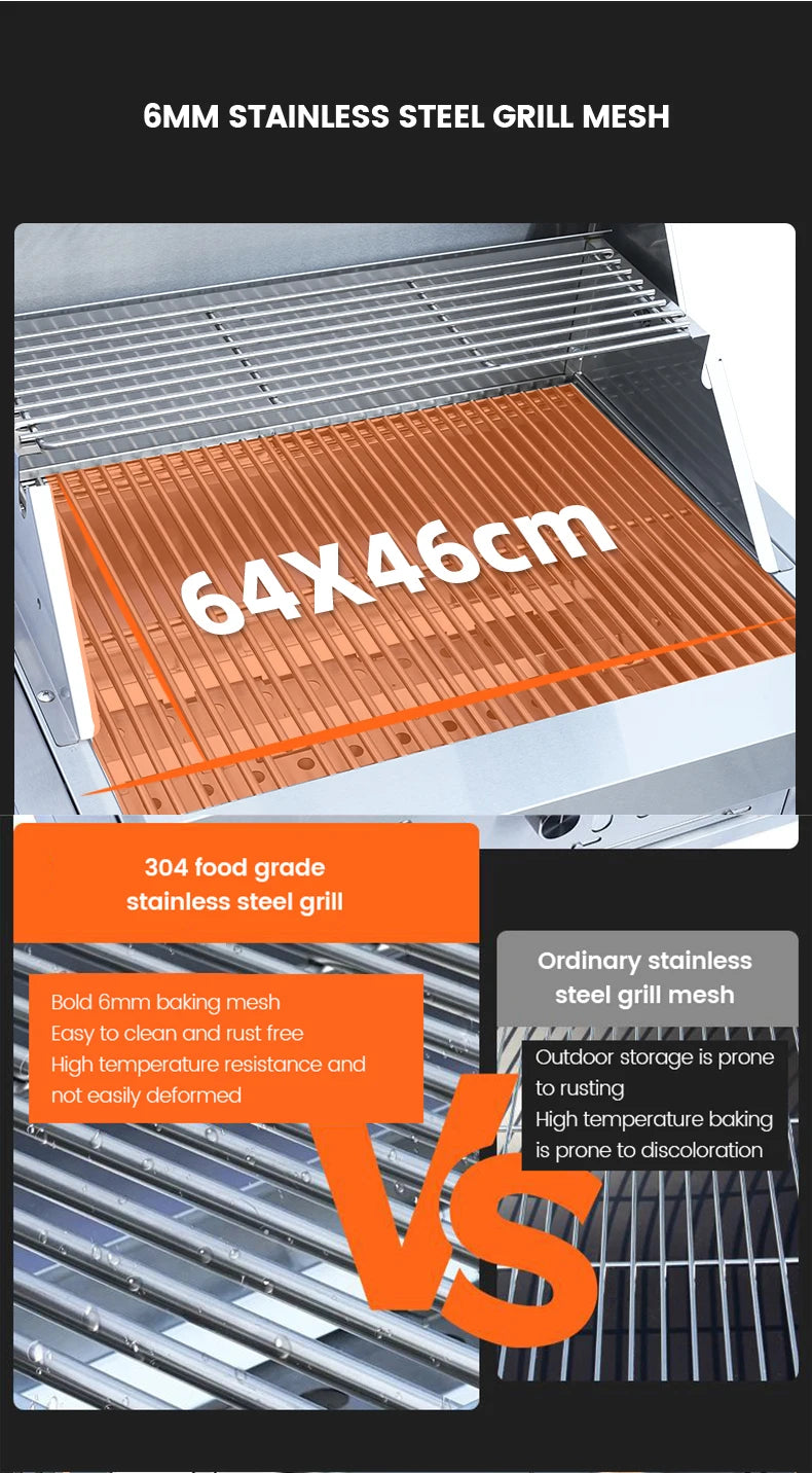 New Arrival Outdoor Party Professional Stainless Steel Built-In BBQ Charcoal Grill