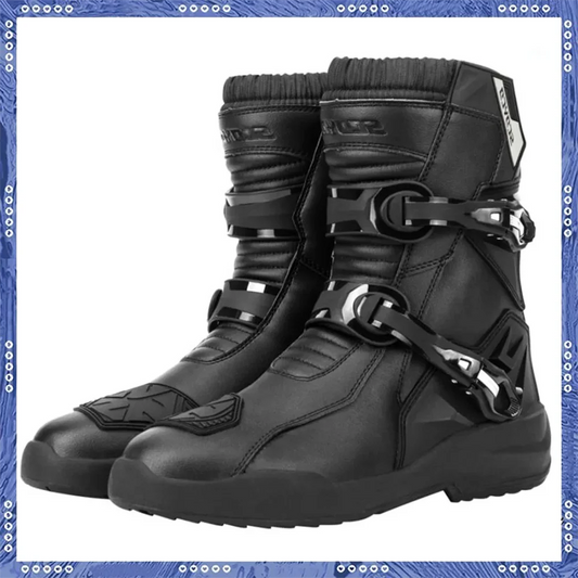 SCOYCO Retro Motorcycle Boots Cowhide Waterproof Mid-Calf Long Boots Riding Motocross Bota Motorbike Botas Motocross Shoes