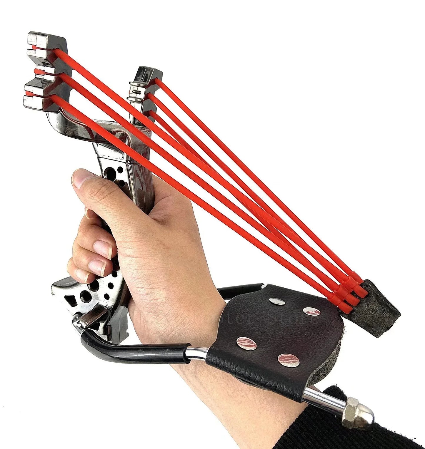 Outdoor Hunting Shooting Slingshot with Rubber Bands Can Shoot Fish Slingshot with Wrist Support Catapult Tools