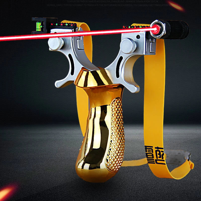 Laser Aiming Slingshot Set Resin Outdoor Hunting Catapult with Flat Rubber Band Outdoor High Precision Shooting Accessories Tool