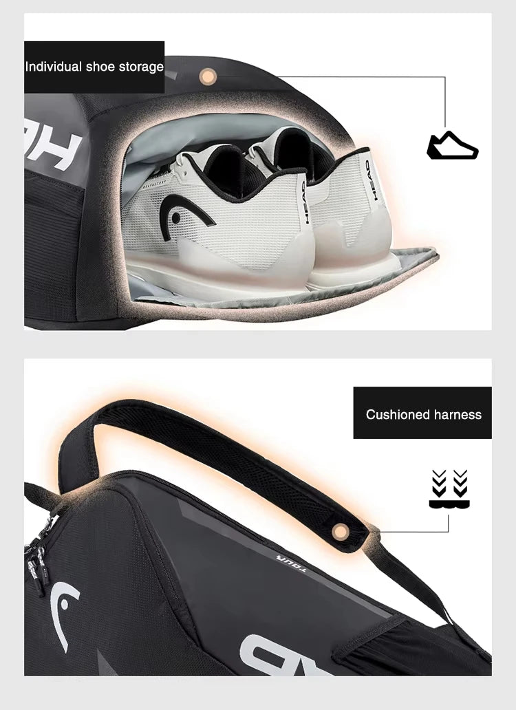 HEAD Tennis Bag TOUR TEAM Series Tennis Racket Backpack Male Multifunctional Sports Bag Female Tenis Padel Racket Bag Badminton