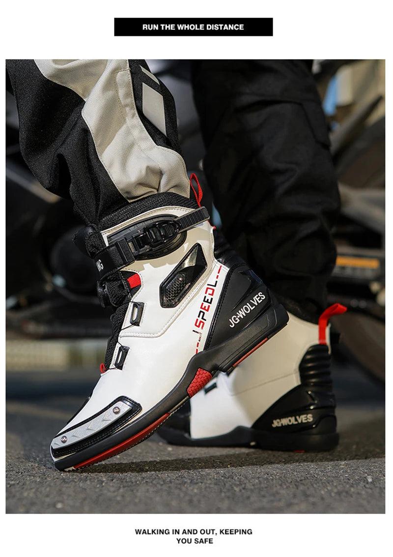 2024 New Motorcycle Boots Man Leather Motos Riders Protective Boots Waterproof Non-slip Motocross Mountain Racing Shoes