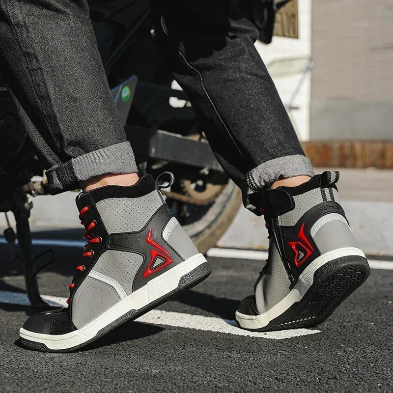 Motorcycle Shoes Men Motocross Boots Motobiker Racing Shoes Toe Cap Hardening Protective Cycling Shoes Summer Breathable Sneaker