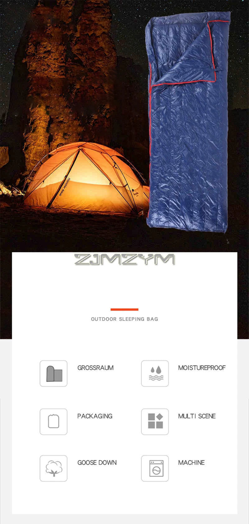 Down Sleeping Bag, 4 Season Sleeping Bag for Adults Cold Weather– Warm and Washable, Zip Together for Hiking Traveling & Outdoor