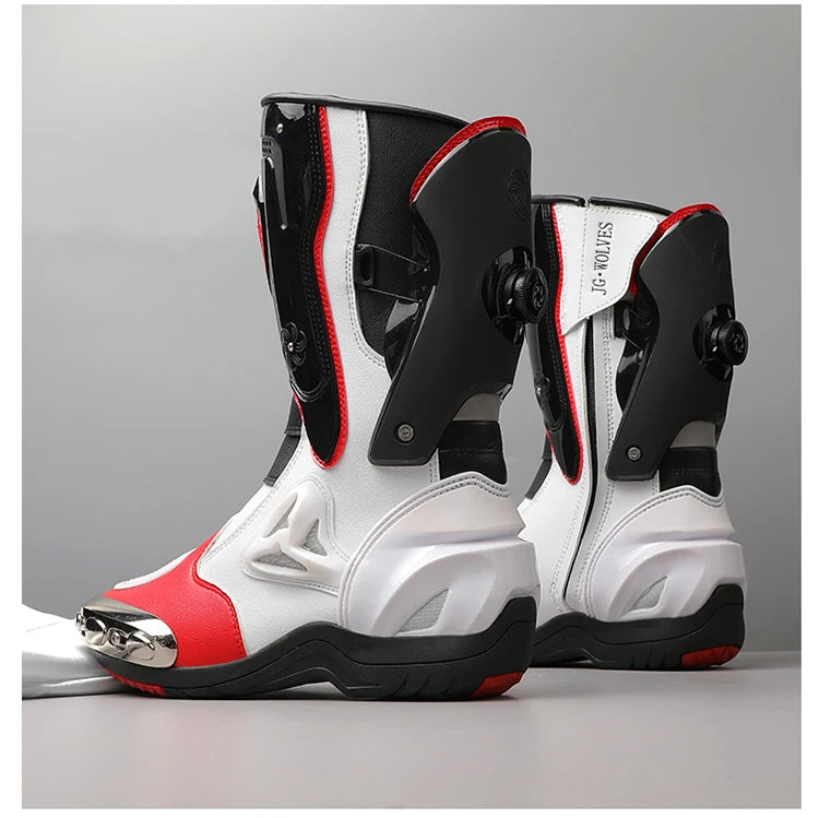 36-47 Leather Motorcycle Boots Men Anti-slip Motorcyclist Shoes Adventure Touring Motocross Bike Boots Motorcycle Accessories