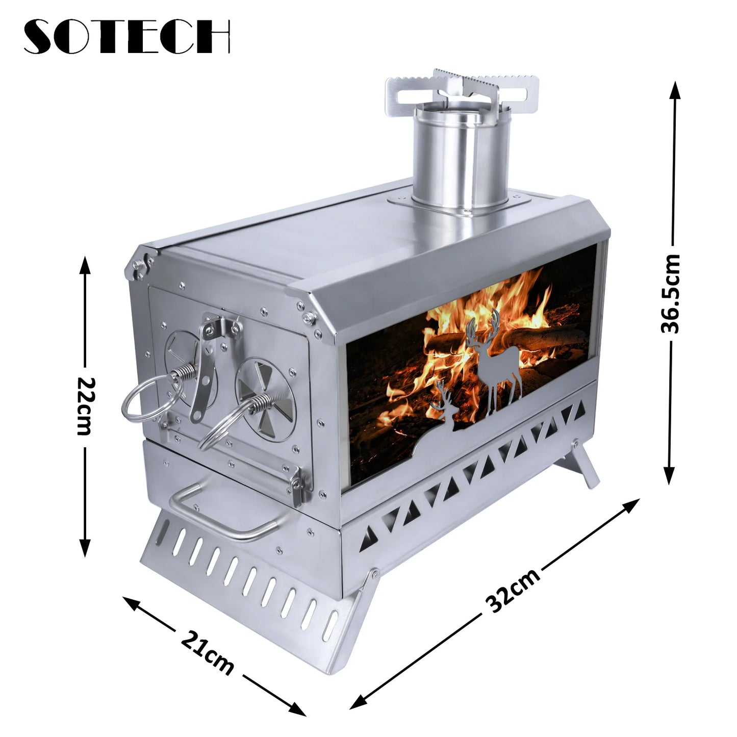 Firewood Stove Outdoor Portable Stainless Steel Burner Desktop Heater with Collapsible Legs for Camping Hiking Barbecue Travel