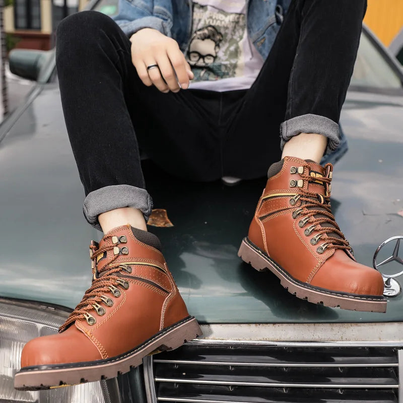 Hot Selling Men's And Women's Motorcycle Boots, Genuine Leather Couple's Workwear Boots, Outdoor Hiking Boots, Hiking Boot, Cyc