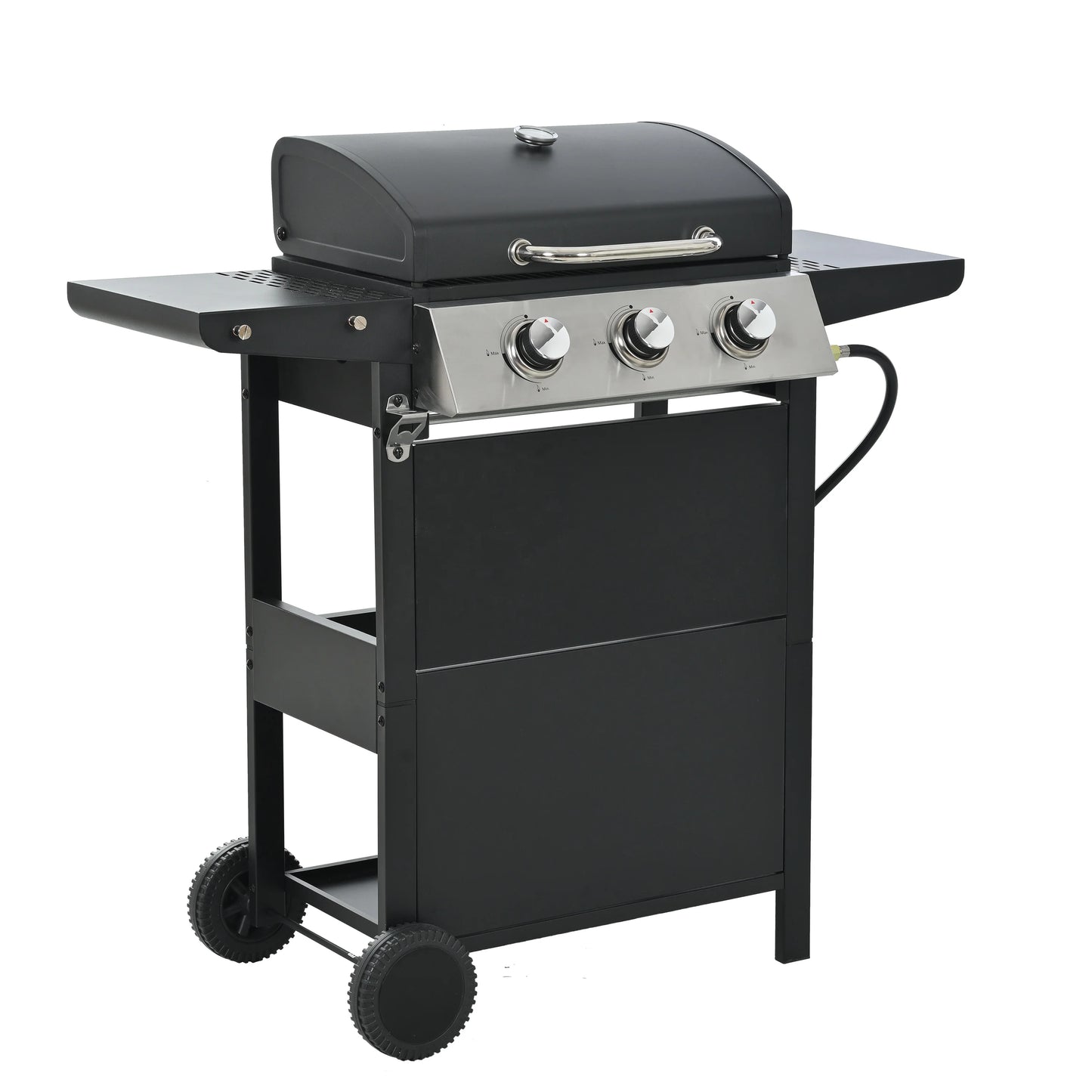 3-Burner Stainless Steel Propane Gas Grill Outdoor Metal Barbecue for Parks and Furniture Use