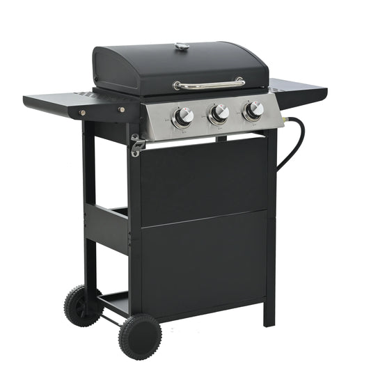 3-Burner Stainless Steel Propane Gas Grill Outdoor Metal Barbecue for Parks and Furniture Use