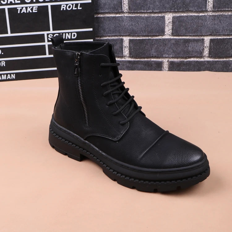 England style men fashion party banquet dress platform boots original leather shoes cowboy autumn winter boot motorcycle botas