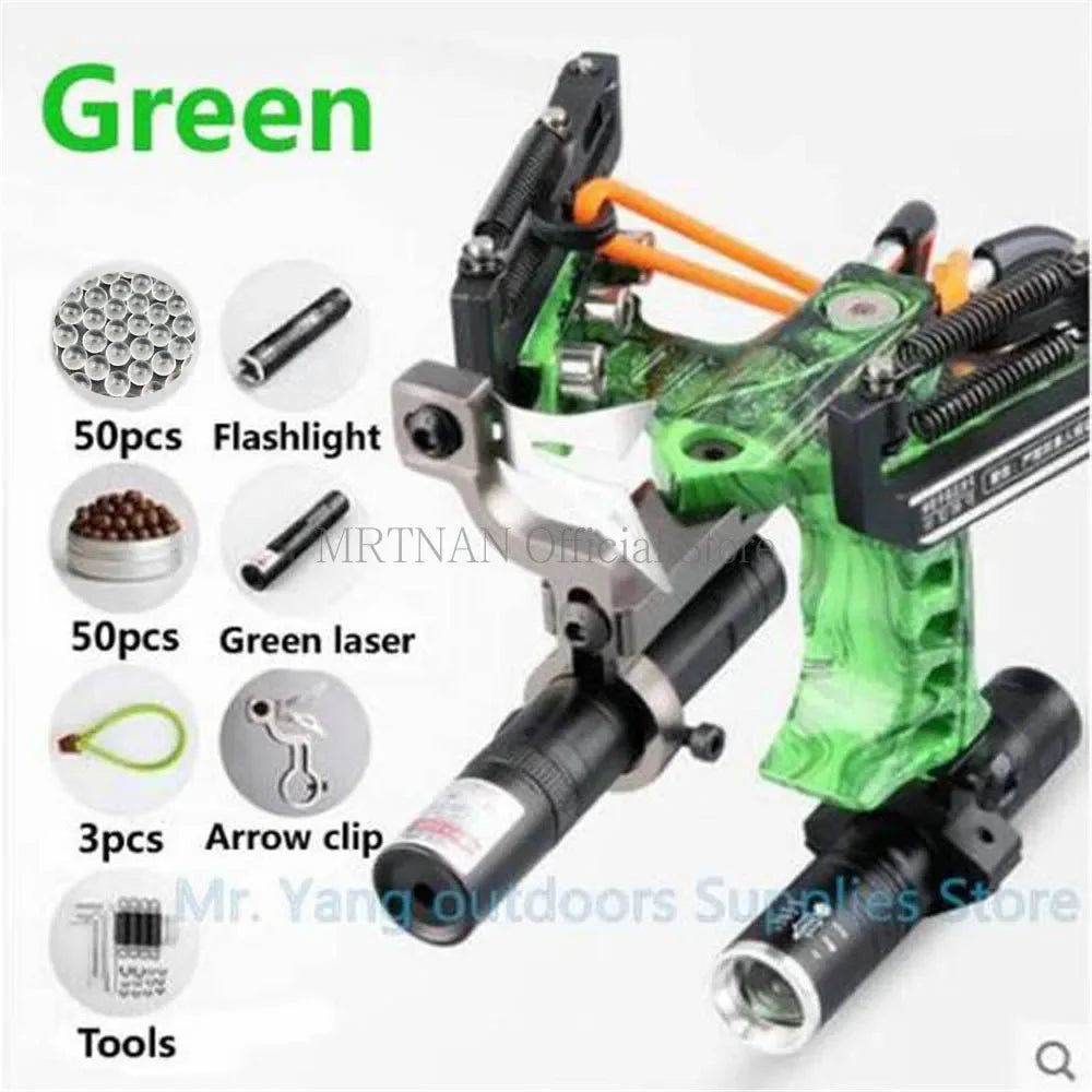 Green/Red Laser Slingshot Black Red Hunting Bow Slingshot Fishing Outdoor Powerful Slingshot Catapult Slingshot Shooting Caza