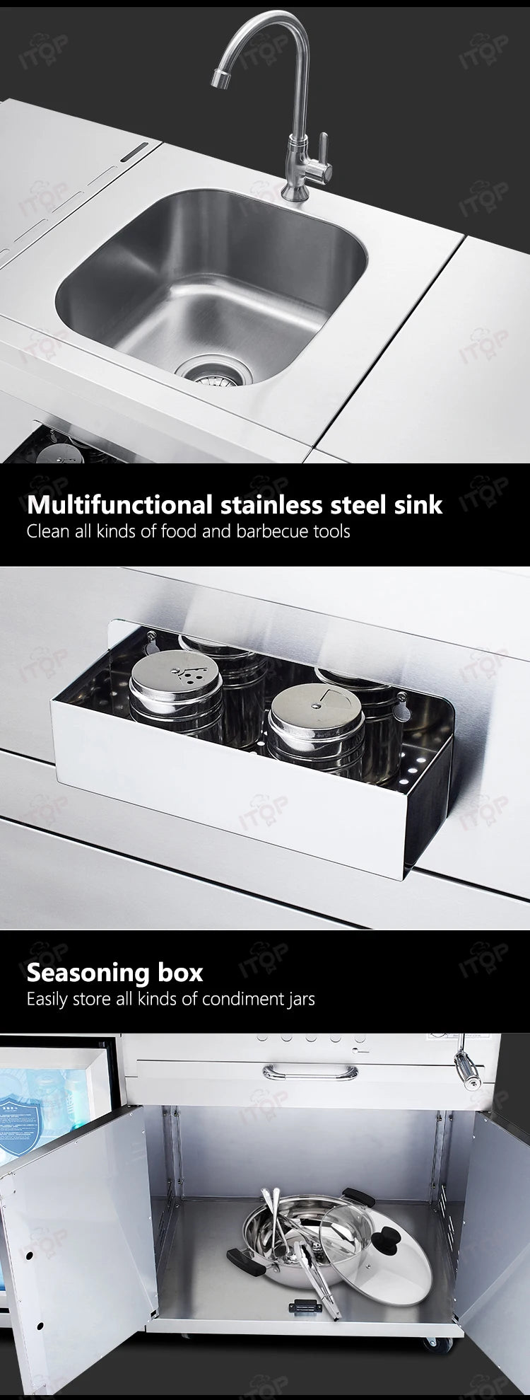 Outdoor Charcoal Bbq Grill With Chiller and Sink Stainless Steel 304 Barbecue Grill Bbq Stove Outdoor Stainless Steel Bbq Grill