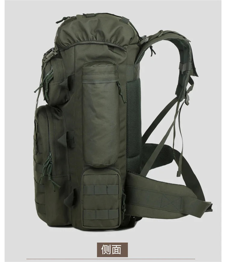 70L Large Capacity Tactical Backpack,Wear-Resistant Rainproof Oxford Cloth,Multifunctional Outdoor Camping Hiking Climb Bag,B437