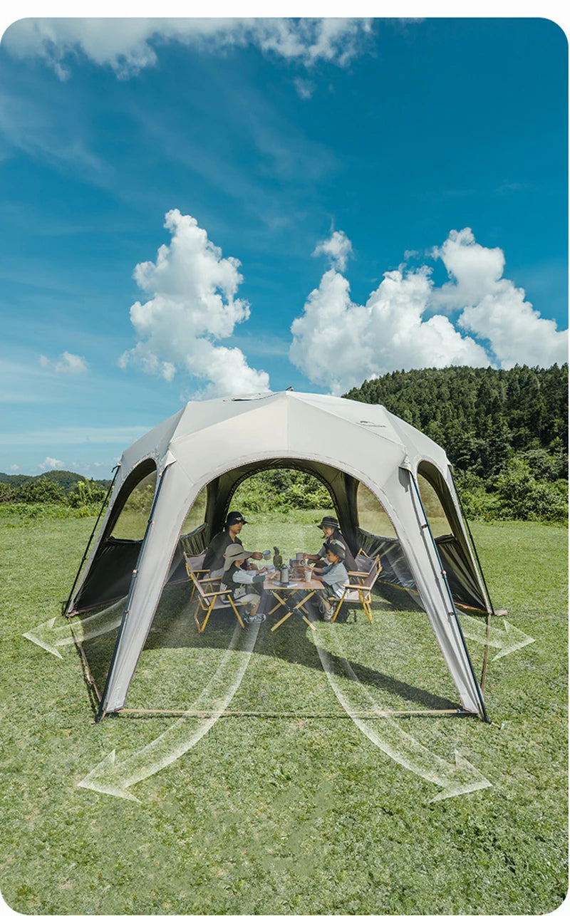 Naturehike Hexagonal Awning Tent Quick Opening Canopy Sunscreen Canopy PU5000 Sunshade Tent Outdoor Camping Travel Tarp Chimney
