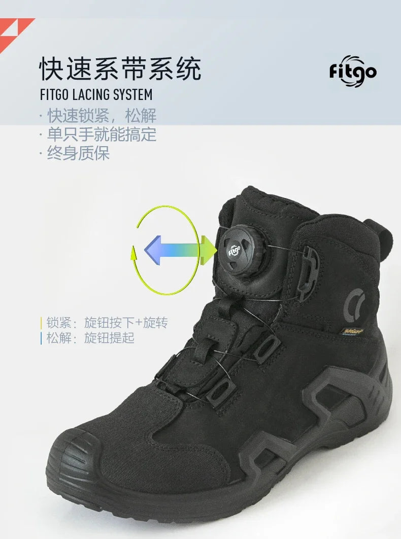 Retro Motorcycle Boots for Men – Waterproof Anti-Slip Riding Shoes for Four Seasons, Universal Fit Off-Road Motobike Sneakers