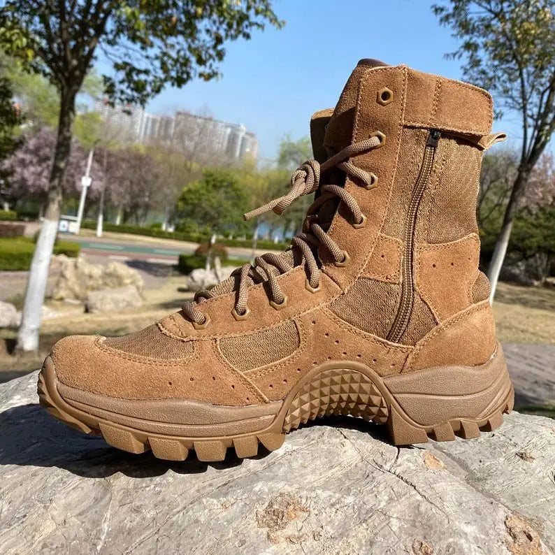 2025 Summer Mesh Breathable Outdoor Men's Ultra-light Wear-resistant High-top Zipper Anti-puncture Desert Mountaineering Boots