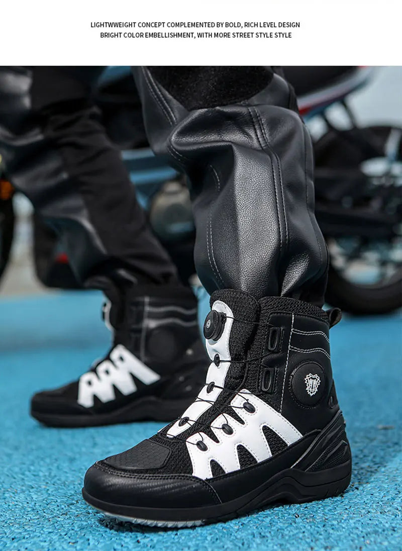Men Motorcycle Boots New Waterproof Motorbike Riding Shoes Microfiber Breathable Men's Motorcycle Shoes Motos Bike Sport Boot