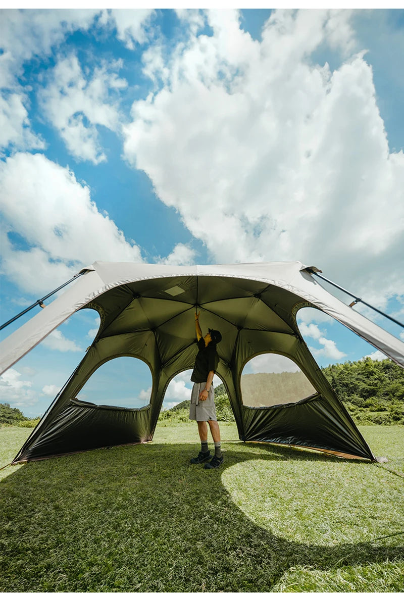 Naturehike Hexagonal Awning Tent Quick Opening Canopy Sunscreen Canopy PU5000 Sunshade Tent Outdoor Camping Travel Tarp Chimney