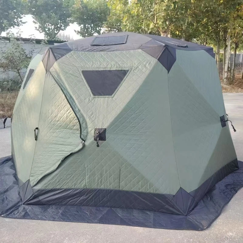 YOUSKY Winter Fishing Tent, Thickened Hexagonal Design, 3-4 Person, Quick Opening Cotton Camping Tent for Ice Fishing