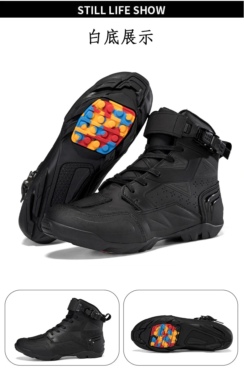New Motorcycle Boots Men Breathable Motos Riding Boot TPU Protect Men's Motorcycle Shoes Anti Slip Motorbike Ankle Length Boots
