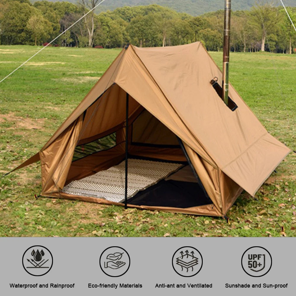 EMER Camping Hot Tent with Chimney Window Outdoor Ultralight Tipi Teepee Tent Pyramid Double Layer Bushcraft 2-Person BC Tent