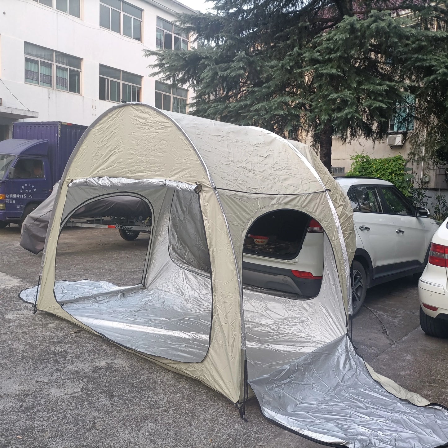 Add Raincover Car Tailgate Tent with Canopy,2 Person Tram Tent, Double Layer Trailer Tent,SUV Tent,car Rear air Conditional Tent