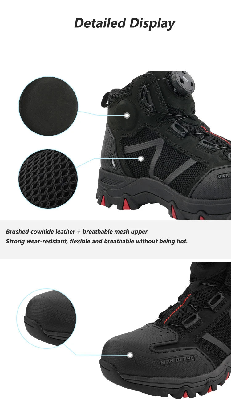 FEHER Motorcycle Boots BOA System CE Level 2 Foot Protection Hiking Shoes Waterproof All Season for Rider and Wilderness Climber