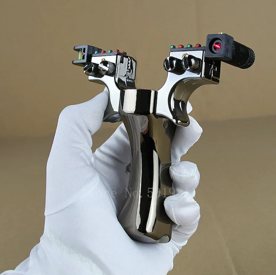 Powerful Laser Slingsshot Upgrade Outdoor Shooting Catapult Double Screw Quick Pressure Rubber Band Hunting Slingshot