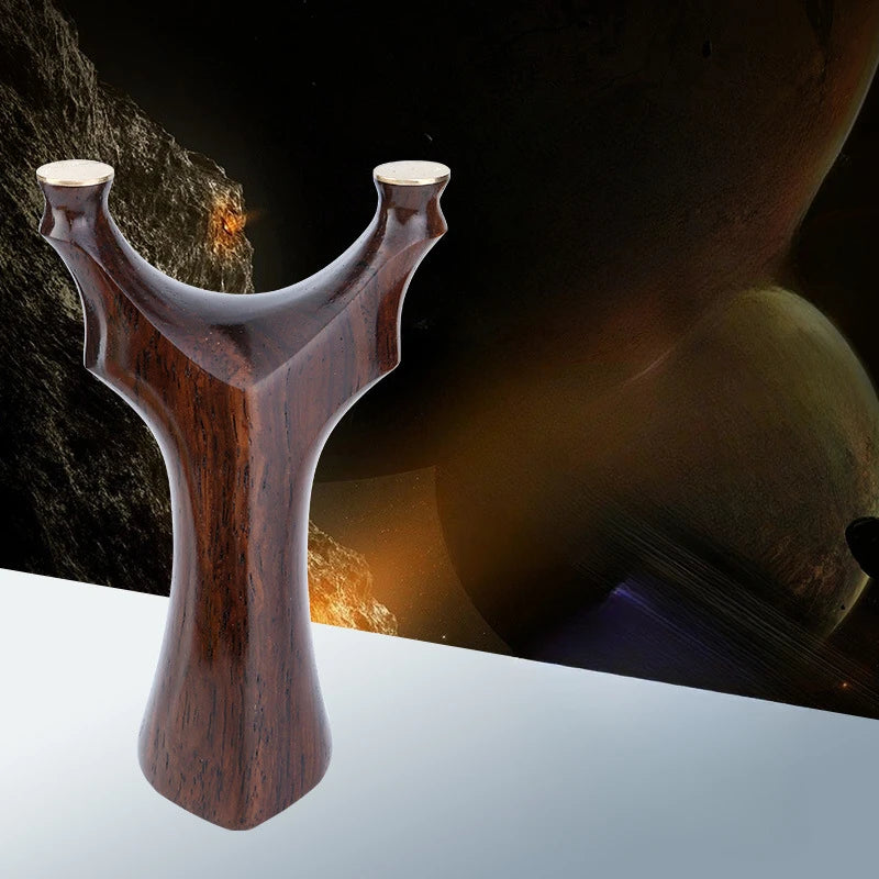 High-quality Brass+Ebony Slingshot Outdoor Smooth Head Hunting Bow Catapult with Rubber Band Steel Ball Strong Magnetic Ring Set