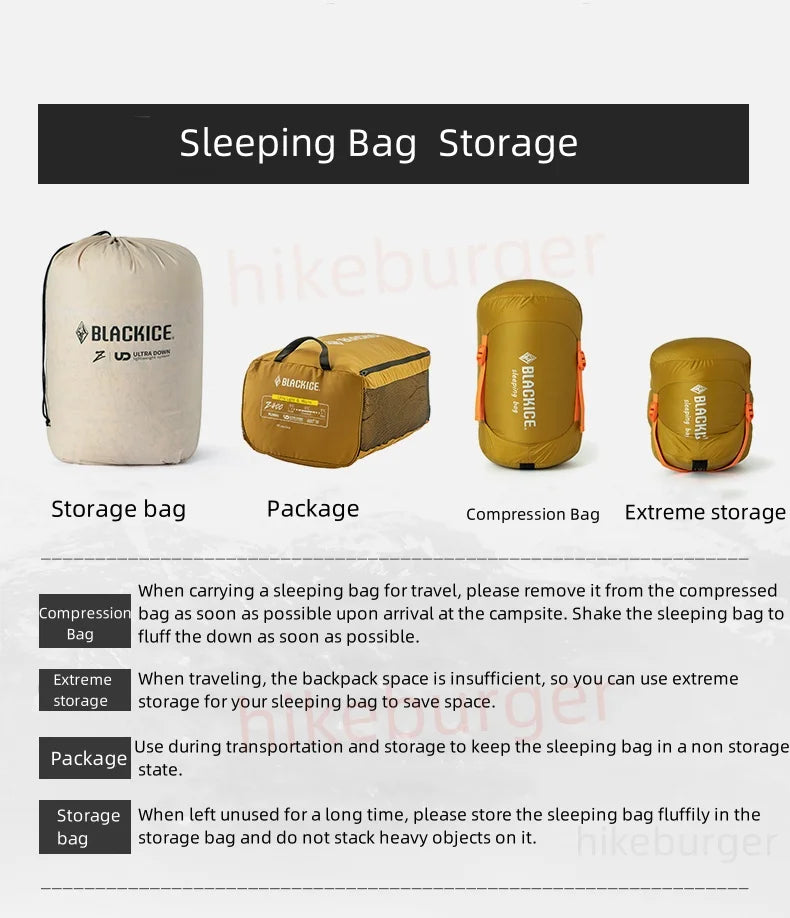 Black Ice Z-series 800FP Outdoor Camping Sleeping Bag Ultralight Coldproof Mummy Goose Down Tent Thickness Sleeping Bag