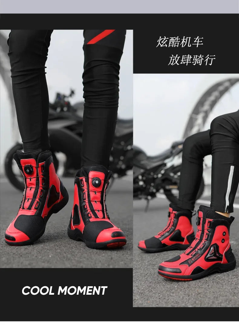 Non-slip  Motorcycle Protective Rubber Soles Boots Casual Motorcycle Boots Men's Leather Boots Motorcycle Riding Shoes