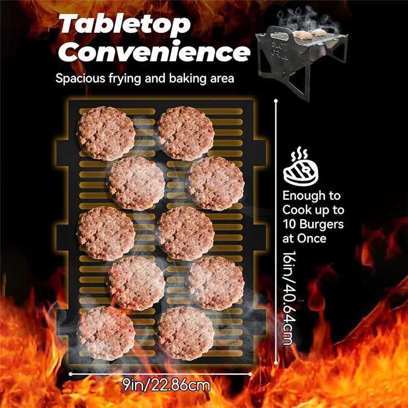 B08B-Slot Grills Foldable BBQ Grills Outdoor Small Folding Metal Grills Thickened Quick Assembly For Camping Picnic