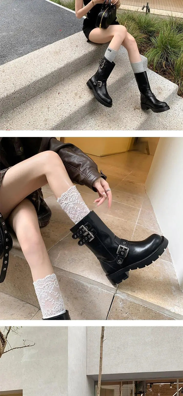 Spring and Autumn Women Boots Retro Platform Boots 2024 Round Toe Solid Color Low Heel Short Buckle Casual Women's Fashion Boots