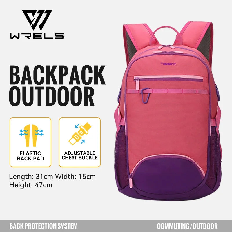 WRELS Backpack Camping Bag Large Capacity Backpack Lightweight Waterproof Mountaineering Bag Breathable Casual Travel Backpack