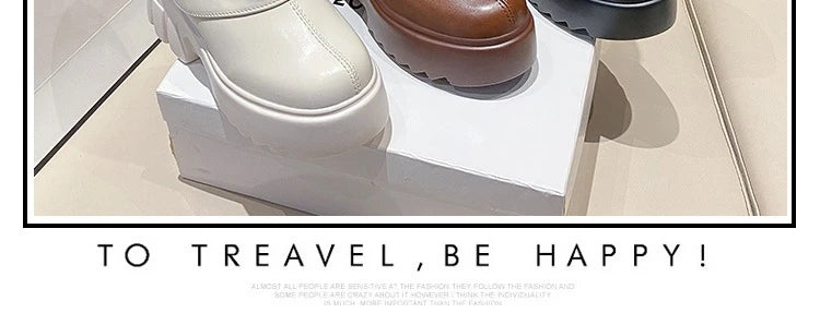 9CM Women Mid Calf Boots Autumn Winte Soft Leather Motorcycle Boots High Platform Square Heels Ladies Chunky Shoes Botas Mujer