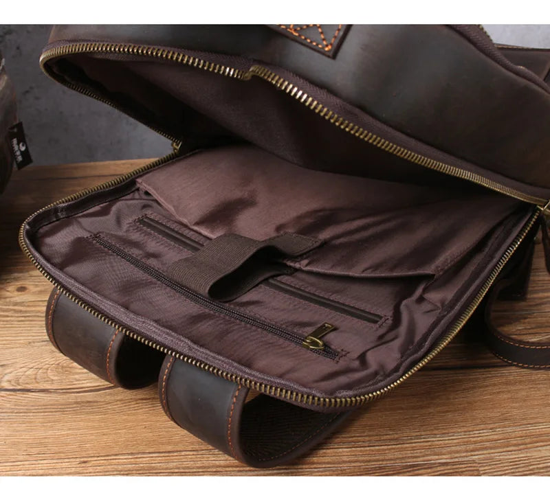 Vintage Crazy Horse Genuine Leather Backpack Men Backpack Laptop Leather Daily Bagpack Male Rucksack Trave Hiking Knapsack Large