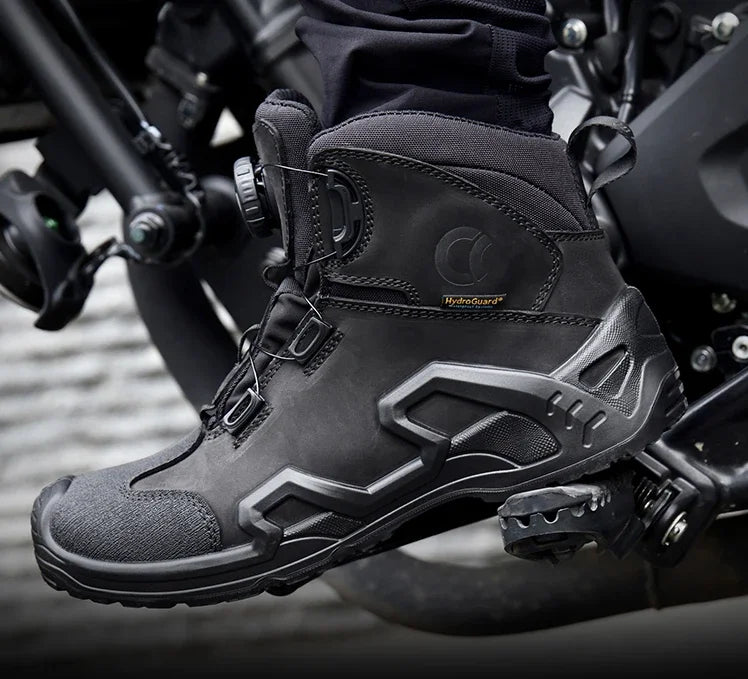 Retro Motorcycle Boots for Men – Waterproof Anti-Slip Riding Shoes for Four Seasons, Universal Fit Off-Road Motobike Sneakers