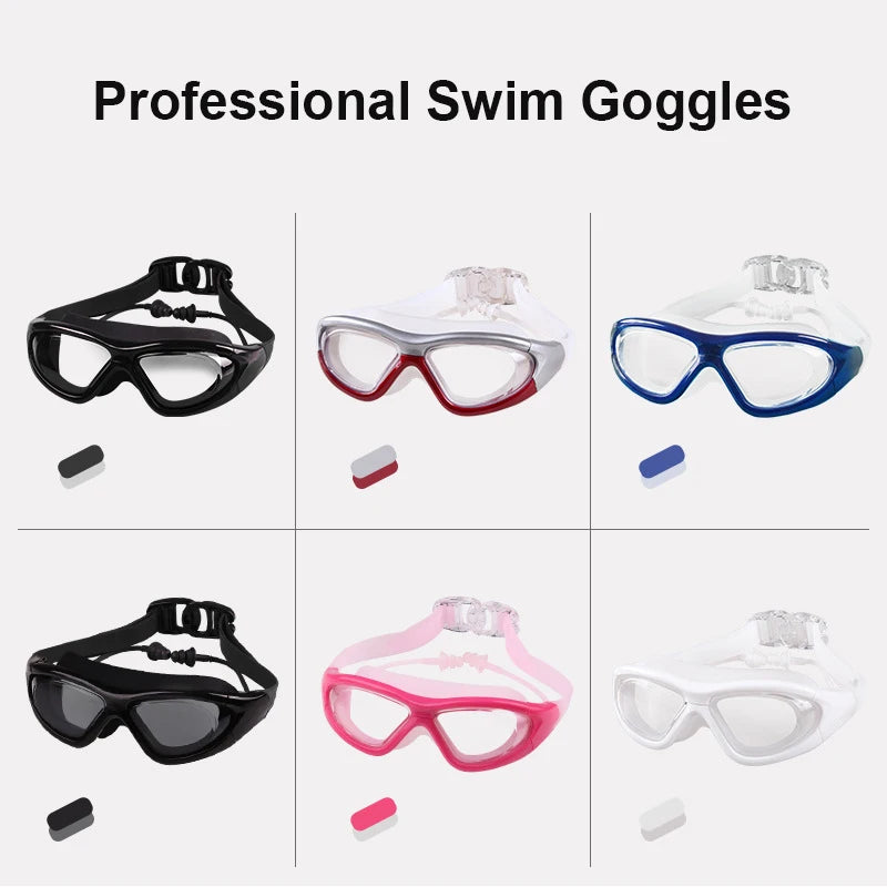 Adult Optical HD Swimming Goggles Anti-fog UV Protection Waterproof Silicone -2 To -9 Myopia Swim Eyewear Glasses with Earplug