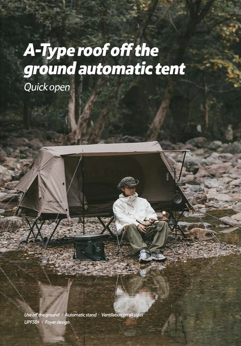 Naturehike A-Type Automatic Tent 1-2P Get Off The Ground Riverside Fishing One Touch Tent Quick Open Camping Bed Tent Waterproof