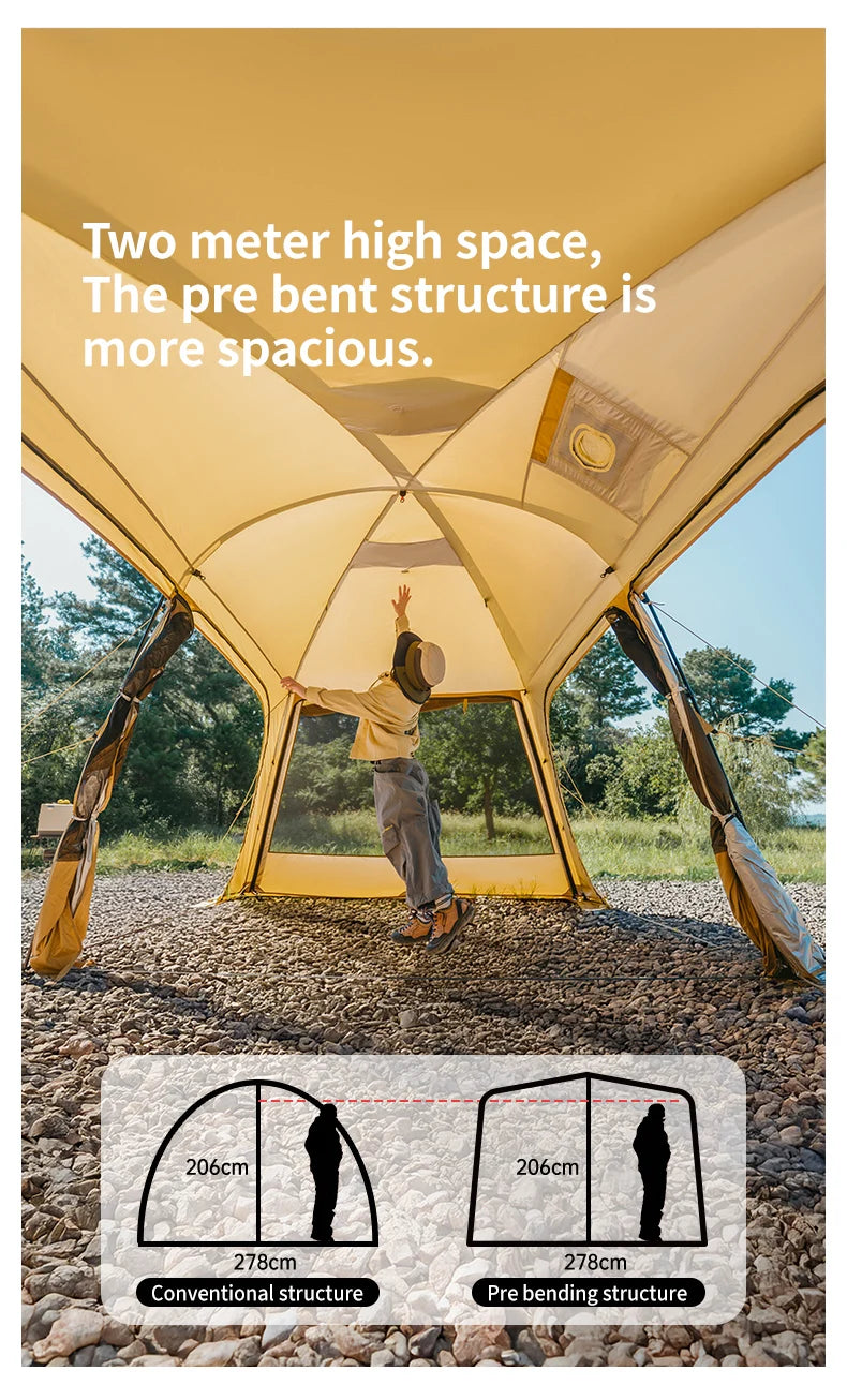 Naturehike Outdoor 4-6 Person Camping Dune 10.9 Tent One Bedroom One Living Room Hiking Tent 75D Nylon Camping Tents Canopy