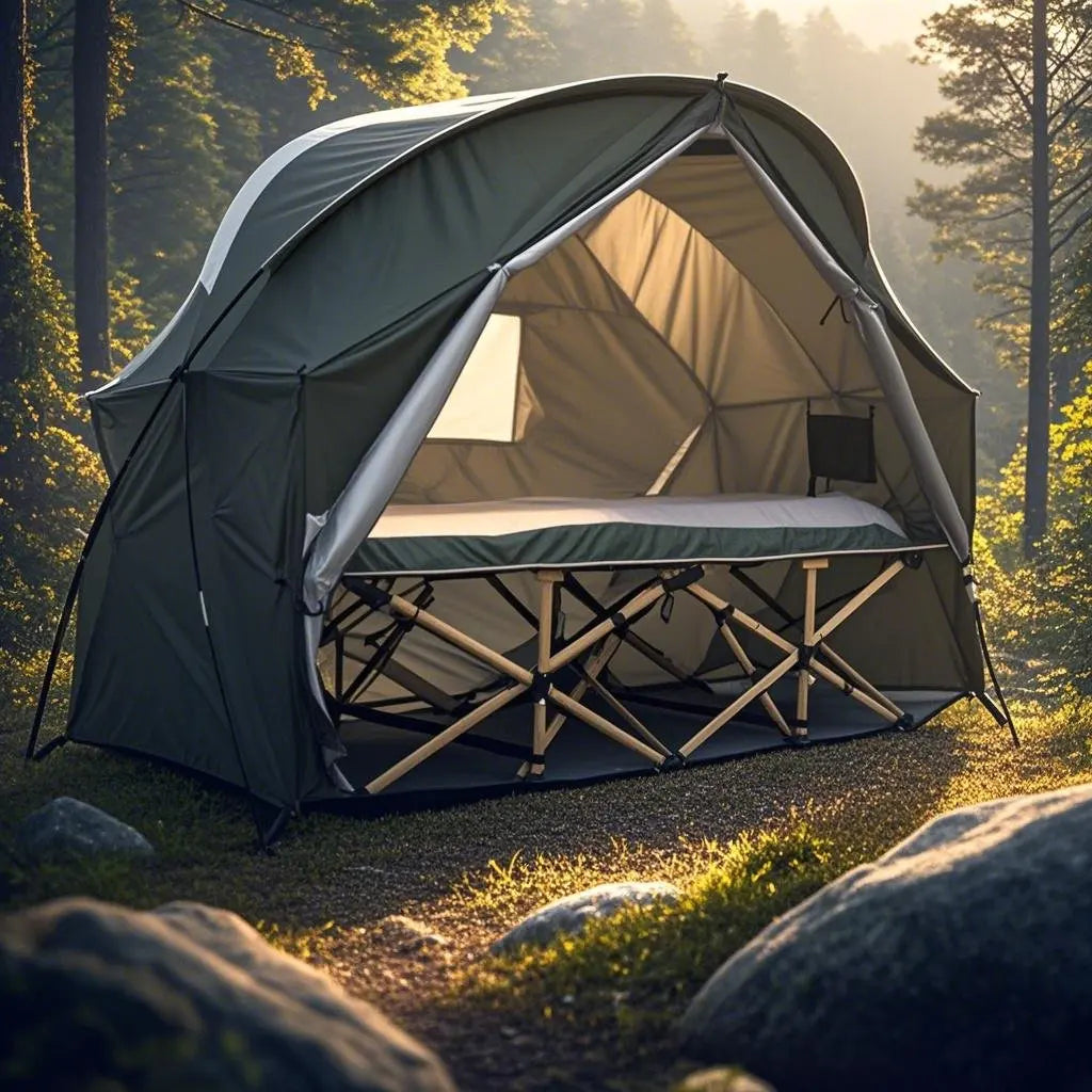 4-in-1 Camping Cot Tent, Backpacking 1 Person Camping Tent, Tent Cot Folding Off the Ground Tent,Fishing Tent,Sleeping Bed Tent