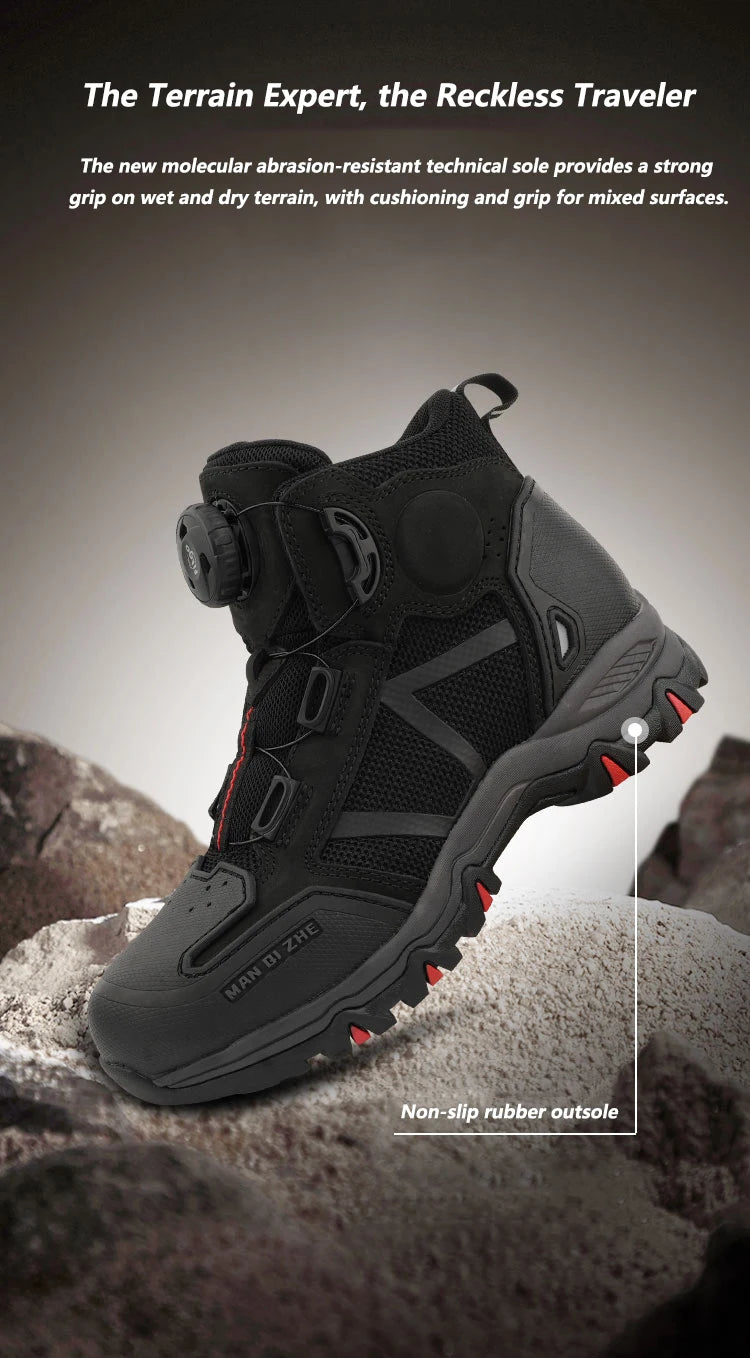 FEHER Motorcycle Boots BOA System CE Level 2 Foot Protection Hiking Shoes Waterproof All Season for Rider and Wilderness Climber