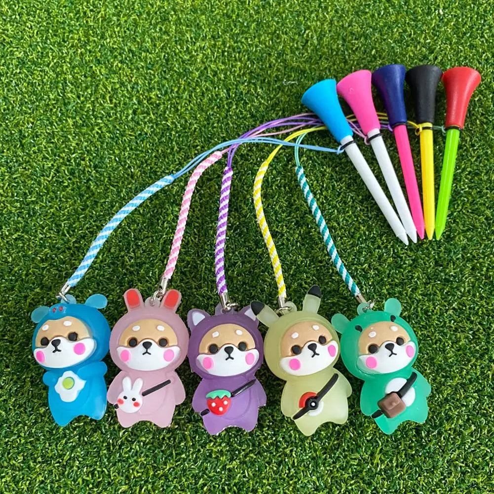 Golf Rubber Tees With Flashing Light Glow In The Dark Loss Golf Dog Ball Holder Cartoon Rope Prevent Accessories Golf W/ Br N0M9