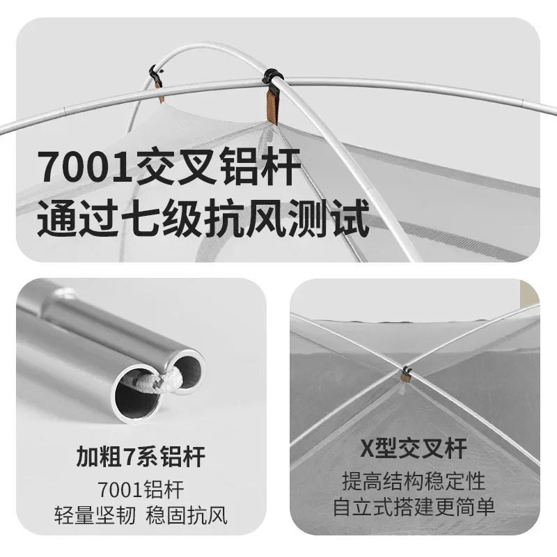 Naturehike-Camping Ultralight Tent, Outdoor Portable, Rainproof and Sun Protection, 2-3 People, Hiking, CNK2300ZP024