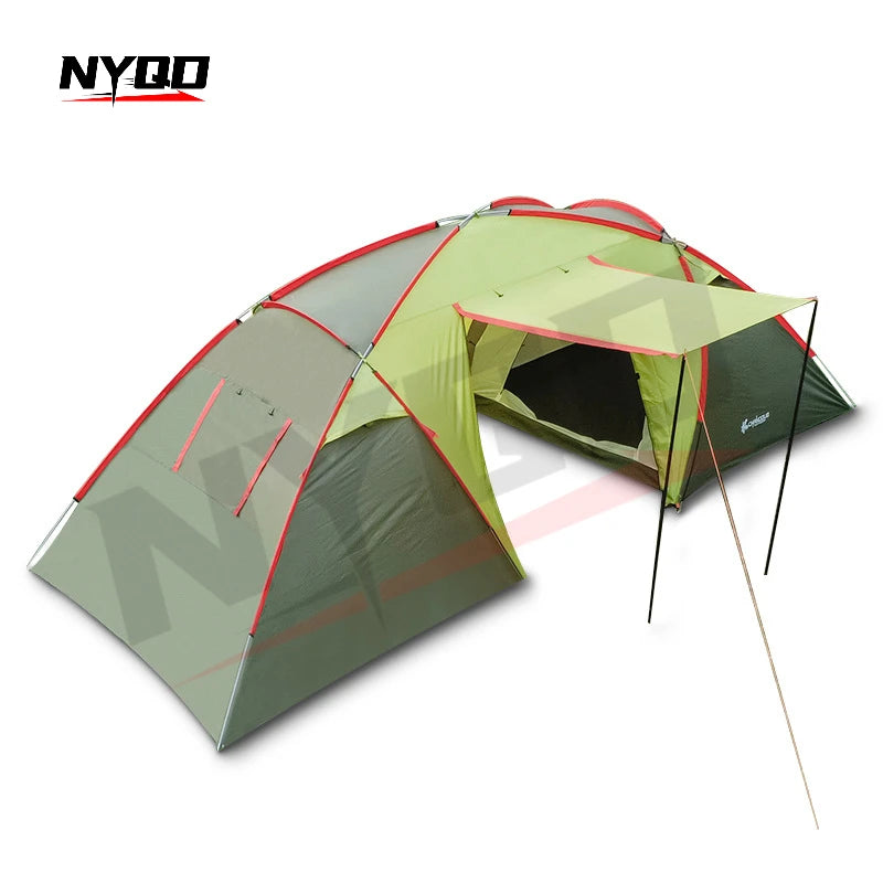 Tunnel Tent Outdoor Two Rooms and One Hall Thickened Windproof and Rainproof Tent Camping Sun Screen Tent душевая палатка