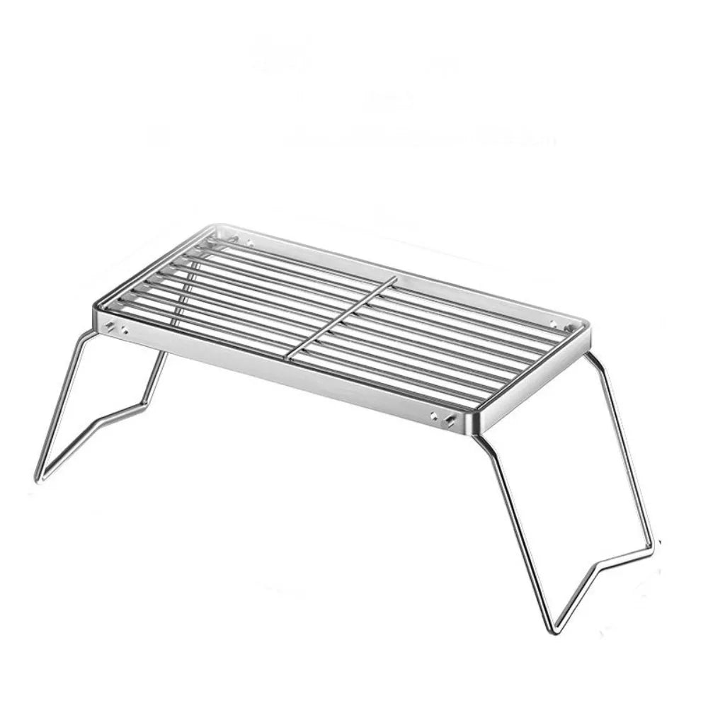 Stainless Steel Foldable Camping Grill Rack Corrosion Resistan Foldable BBQ Stove Stand Folding Heat-resistant