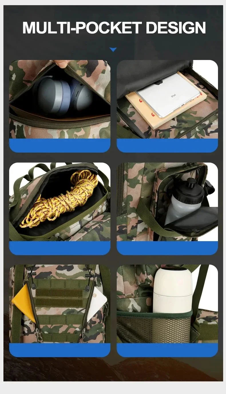 90L Travel Bag Camping Backpack Tactical Hiking Climbing Bags Mountaineering Large Sport Knapsack Outdoor Men Luggage Rucksack