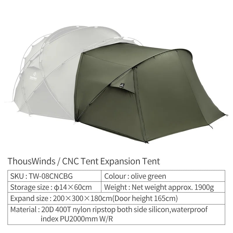 Thous Winds CNC 4-8 Person Family Camping Tent Outdoor Emotional Camp Tent 20D Ripstop Nylon Both Side Silicon Lightweight Tents